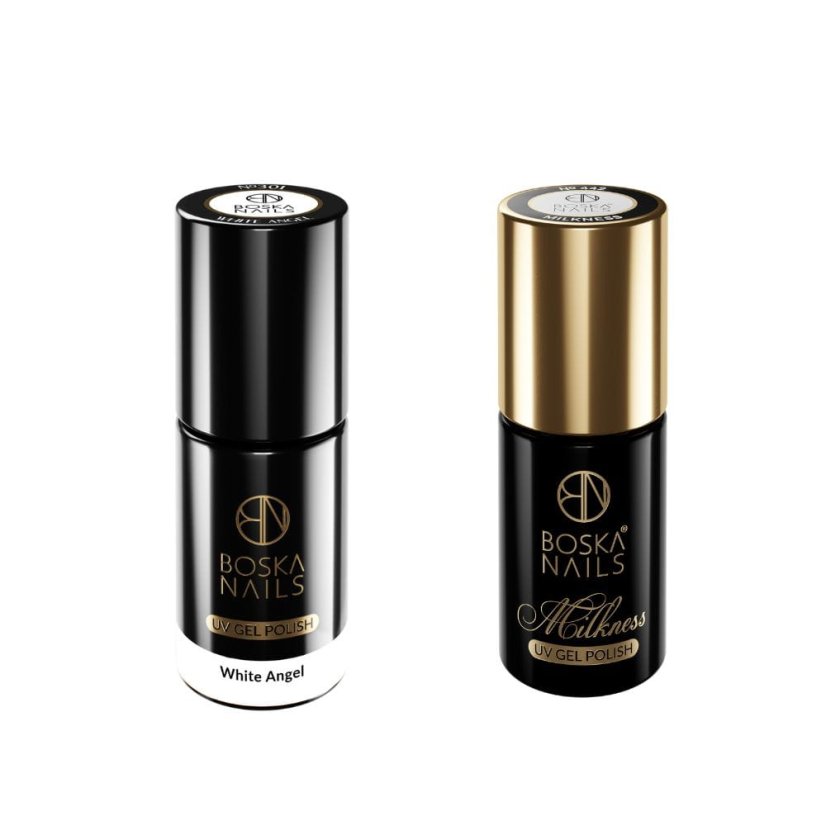 Sada bílý hybridní lak 301 + mléčný hybridní lak 442 Boska Nails